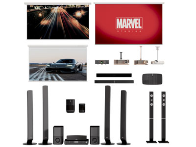 现代投影幕布 投影仪 音响3d模型 现代投影幕布 投影仪 音响