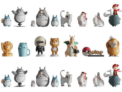 现代龙猫玩偶 玩具摆件组合