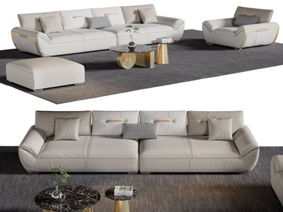 现代双人 单人沙发和茶几组合