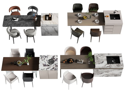 现代吧台餐桌椅组合