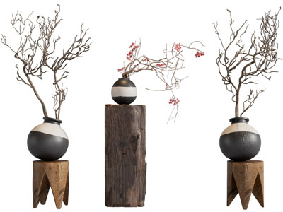 侘寂风陶艺花瓶花卉