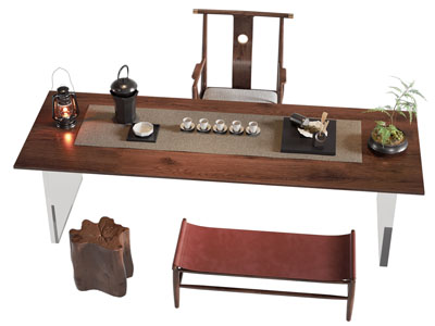 新中式实木茶桌椅组合