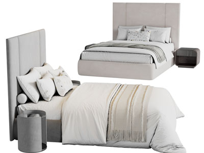 现代高床头双人床