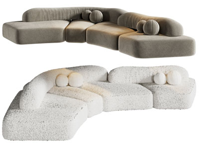 现代弧形多人沙发