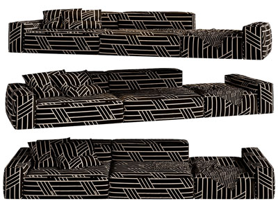 现代条形图案的多人沙发