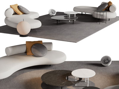 现代弧形多人沙发 茶几组合