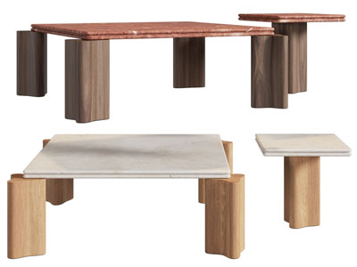 现代长方形茶几 边几3d模型 现代长方形茶几 边几