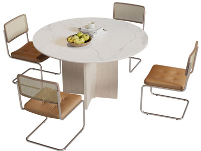 现代圆形餐桌椅组合
