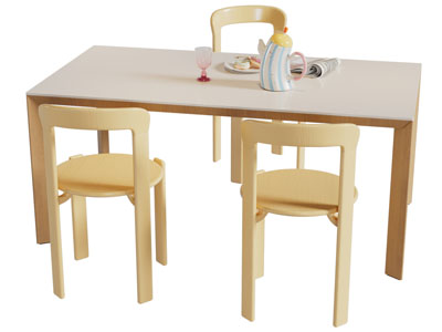 现代长方形餐桌椅组合