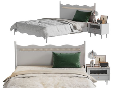 现代双人床 床头柜