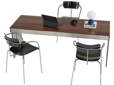 现代书桌椅组合3d模型 现代书桌椅组合