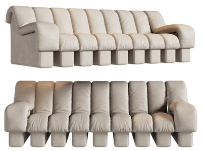 现代布艺多人沙发