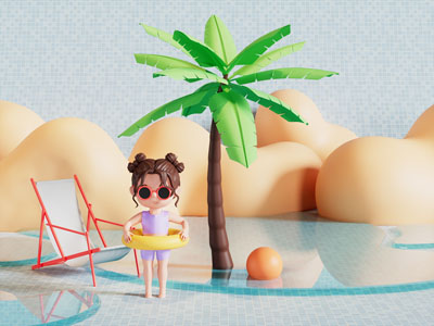 现代椰子树 休闲椅子卡通美陈 摆件组合