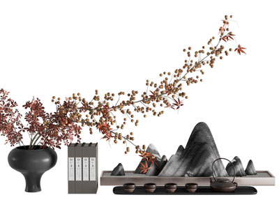 新中式山脉 茶具杯子 花瓶摆件组合