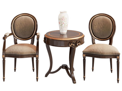 法式休闲椅子 扶手椅子 边几