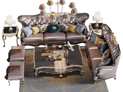 欧式软包靠背多人沙发 沙发凳子和茶几组合卫浴小件