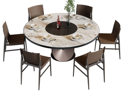 现代圆形餐桌椅组合