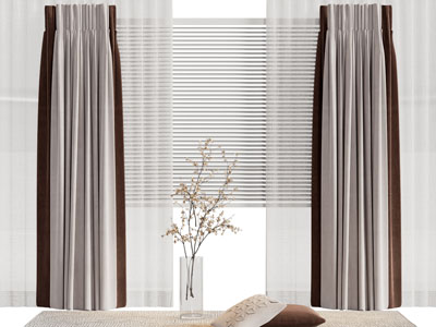 现代窗帘窗纱3d模型 现代窗帘窗纱