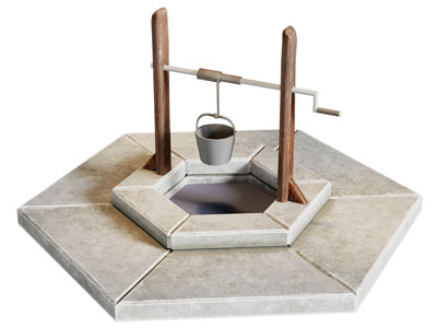 新中式辘轳 卡通水井 景观小品