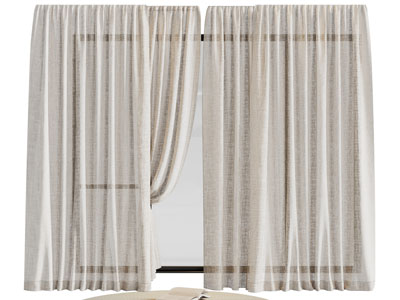 现代窗帘窗纱3d模型 现代窗帘窗纱