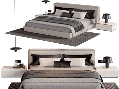 现代布艺双人床