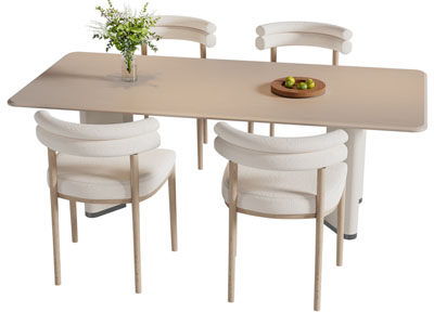 现代长方形餐桌椅组合