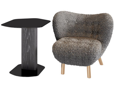 现代休闲单人沙发 边几