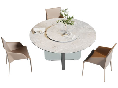 现代大理石餐桌椅组合