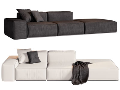 现代布艺多人沙发