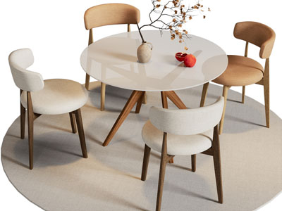 现代圆形餐桌椅组合