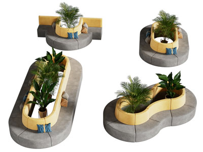 现代花池公共椅子