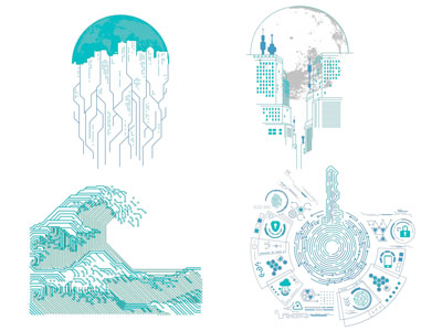 现代科技感元素墙饰挂件