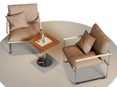 现代休闲椅子 边几