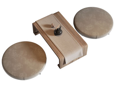 新中式茶几 茶台 蒲团坐垫3d模型 新中式茶几 茶台 蒲团坐垫