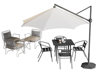 现代遮阳伞 户外休闲餐桌椅组合