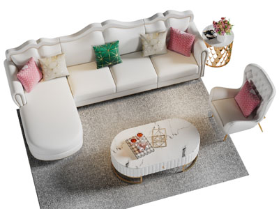 现代转角多人沙发 休闲椅子和茶几组合