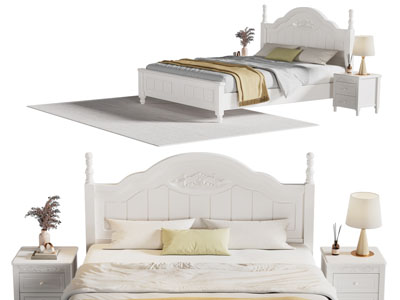 简欧实木双人床 床头柜