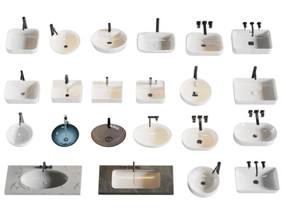 现代陶瓷洗手盆 水龙头