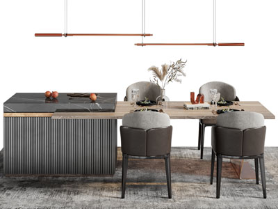 现代吧台餐桌椅组合