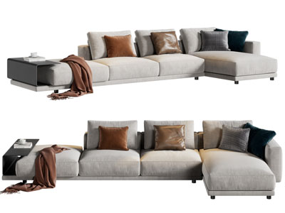 现代布艺转角多人沙发