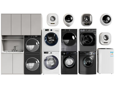 现代洗衣机 烘干机3d模型 现代洗衣机 烘干机