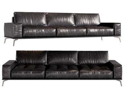 现代皮质多人沙发