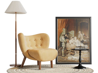 法式休闲椅子 地画 边几