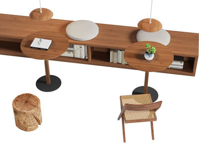 现代实木卡座茶几3d模型 现代实木卡座茶几