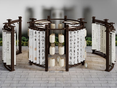 新中式灯笼 书法字画美陈 户外装置