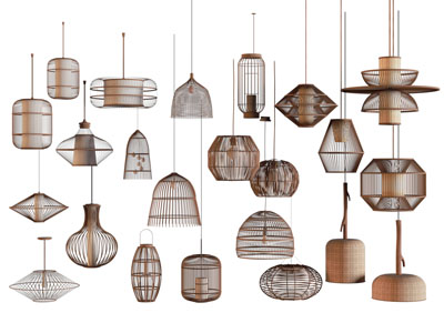 新中式民宿编织灯罩吊灯