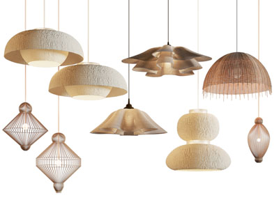 侘寂风编制灯罩吊灯