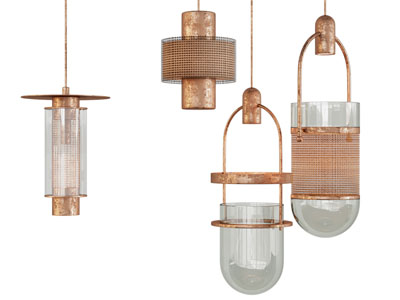 新中式生锈金属垂线吊灯