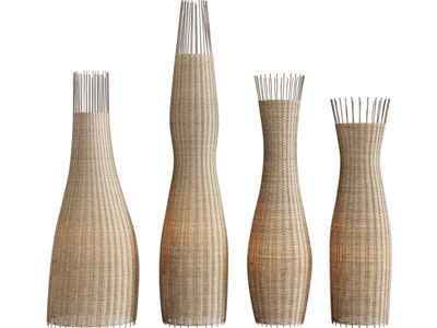 侘寂风竹编灯罩落地灯