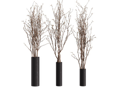 现代黑色陶艺花瓶花卉